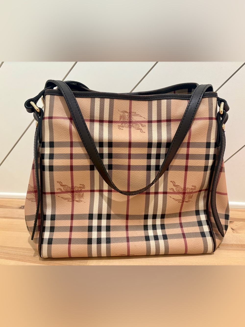 Burberry Canterbury Haymarket Leather Tote Bag and wallet